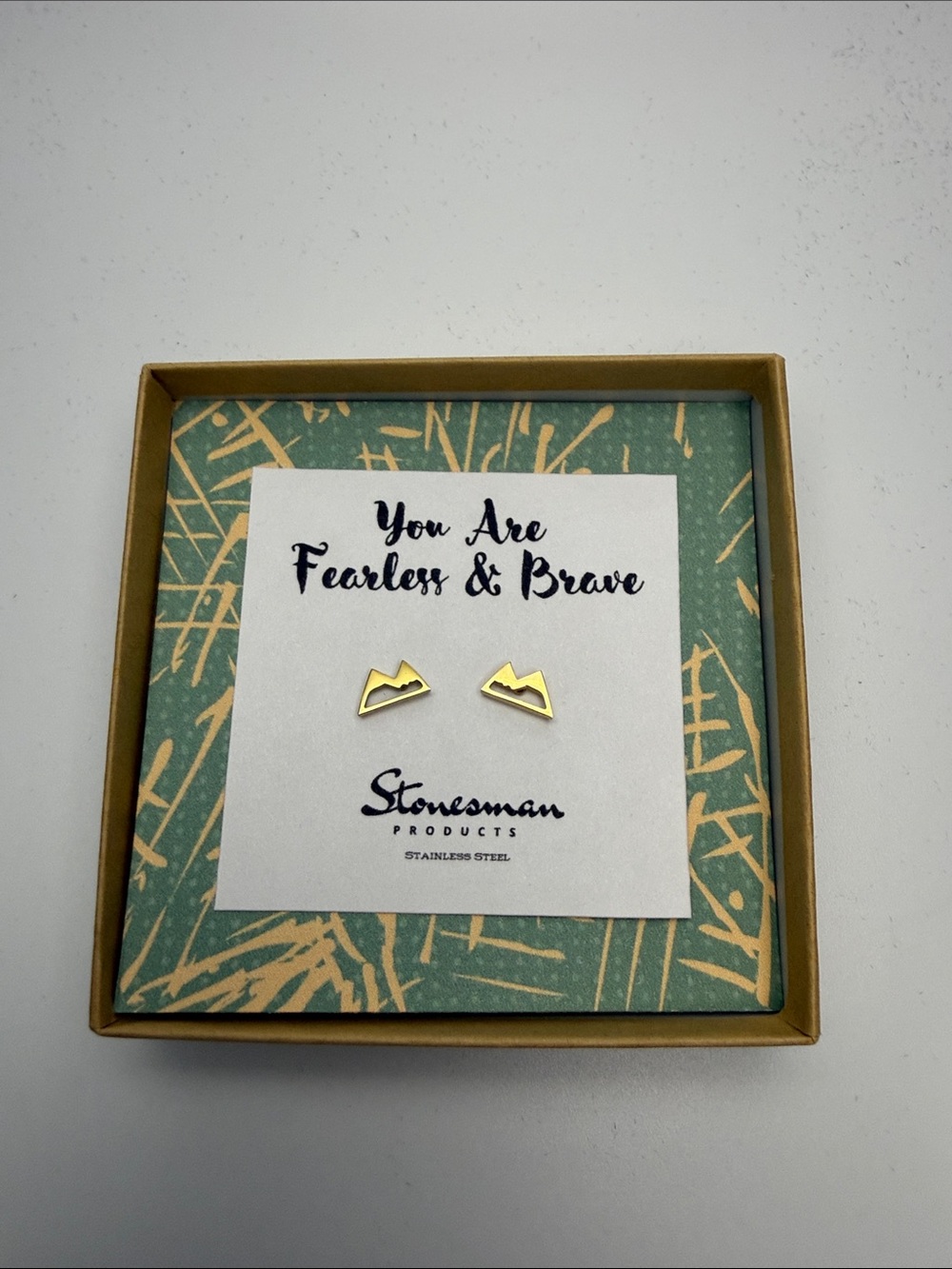 Gold Mountain Stud Earrings - Fearless & Brave